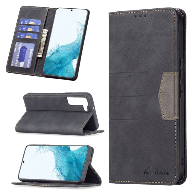 For Samsung Galaxy S22 5G Magnetic Splicing Leather Phone Case(Black)-garmade.com