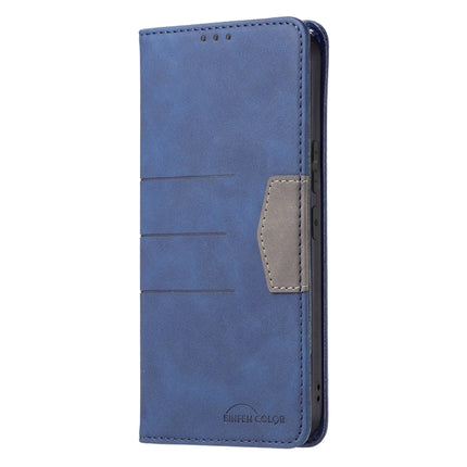 For Samsung Galaxy S22 5G Magnetic Splicing Leather Phone Case(Blue)-garmade.com