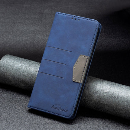 For Samsung Galaxy S22 5G Magnetic Splicing Leather Phone Case(Blue)-garmade.com