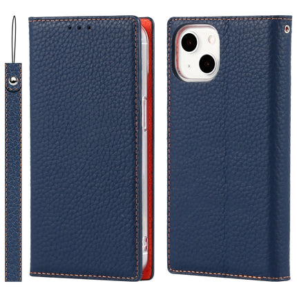 Litchi Texture Leather Phone Case With Lanyard & Holder & Card Slots & Wallet For iPhone 13(Dark Blue)-garmade.com