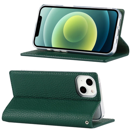 Litchi Texture Leather Phone Case With Lanyard & Holder & Card Slots & Wallet For iPhone 13(Dark Green)-garmade.com
