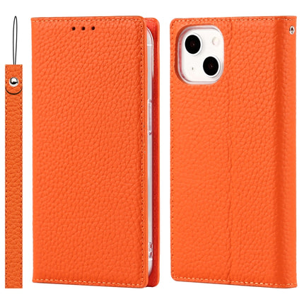 Litchi Texture Leather Phone Case With Lanyard & Holder & Card Slots & Wallet For iPhone 13 mini(Orange)-garmade.com