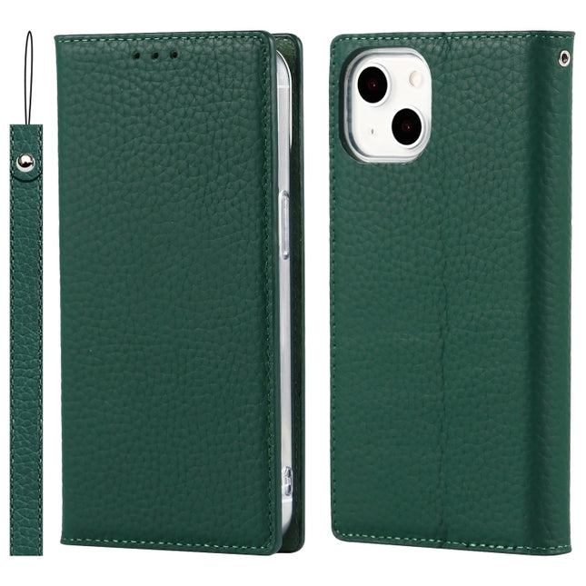 Litchi Texture Leather Phone Case With Lanyard & Holder & Card Slots & Wallet For iPhone 13 mini(Dark Green)-garmade.com