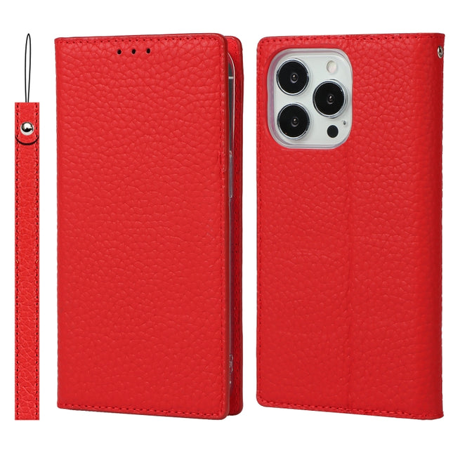 Litchi Texture Leather Phone Case With Lanyard & Holder & Card Slots & Wallet For iPhone 13 Pro(Red)-garmade.com