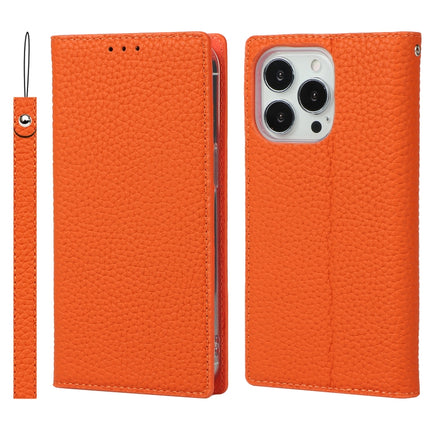 Litchi Texture Leather Phone Case With Lanyard & Holder & Card Slots & Wallet For iPhone 13 Pro(Orange)-garmade.com