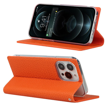 Litchi Texture Leather Phone Case With Lanyard & Holder & Card Slots & Wallet For iPhone 13 Pro(Orange)-garmade.com