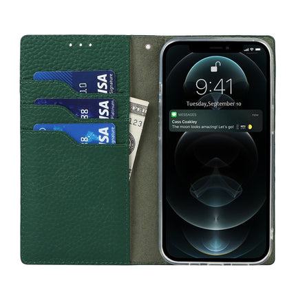 Litchi Texture Leather Phone Case With Lanyard & Holder & Card Slots & Wallet For iPhone 13 Pro(Dark Green)-garmade.com