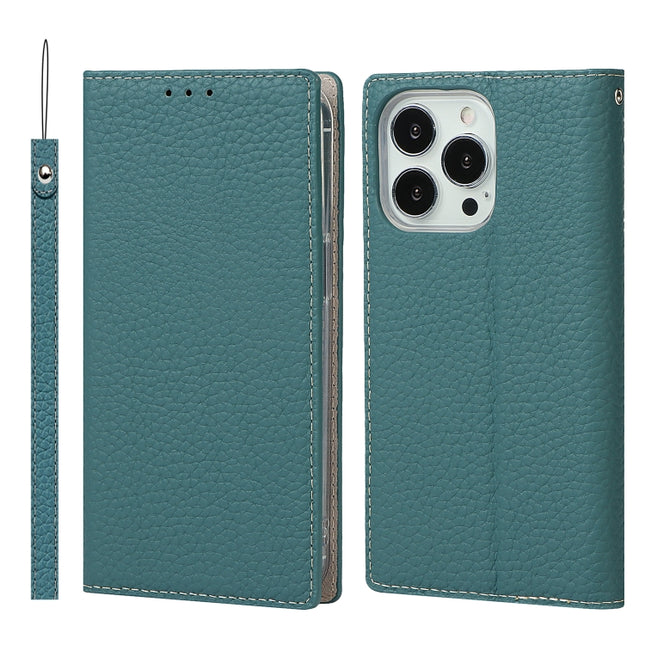 Litchi Texture Leather Phone Case With Lanyard & Holder & Card Slots & Wallet For iPhone 13 Pro(Sky Blue)-garmade.com