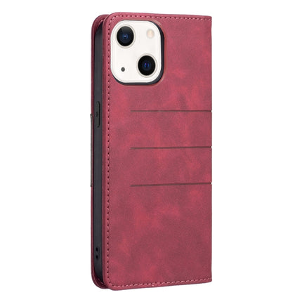 Magnetic Splicing Leather Phone Case For iPhone 13 mini(Red)-garmade.com