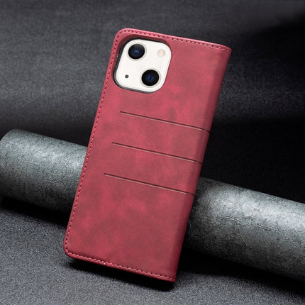 Magnetic Splicing Leather Phone Case For iPhone 13 mini(Red)-garmade.com