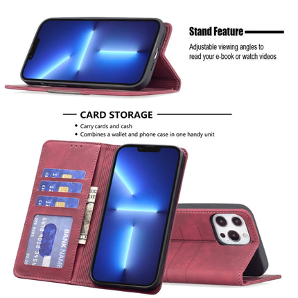 Magnetic Splicing Leather Phone Case For iPhone 13 Pro(Red)-garmade.com