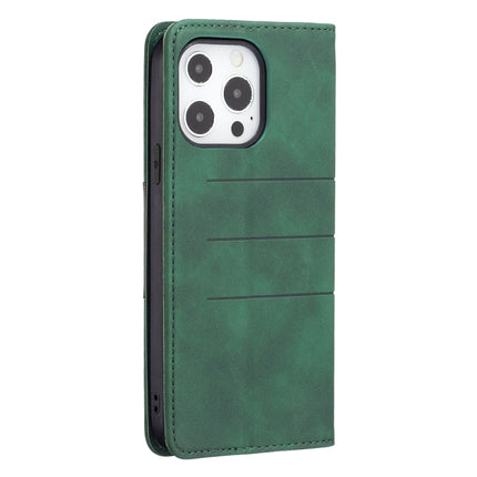 Magnetic Splicing Leather Phone Case For iPhone 13 Pro(Green)-garmade.com