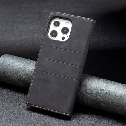 Magnetic Splicing Leather Phone Case For iPhone 13 Pro(Black)-garmade.com