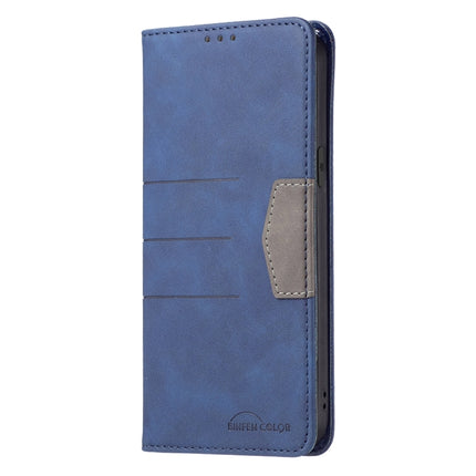 Magnetic Splicing Leather Phone Case For iPhone 13 Pro(Blue)-garmade.com