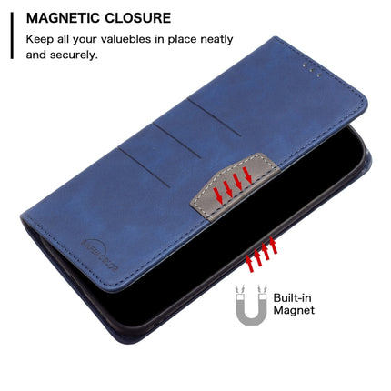 Magnetic Splicing Leather Phone Case For iPhone 13 Pro(Blue)-garmade.com