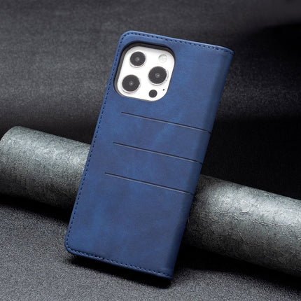 Magnetic Splicing Leather Phone Case For iPhone 13 Pro(Blue)-garmade.com
