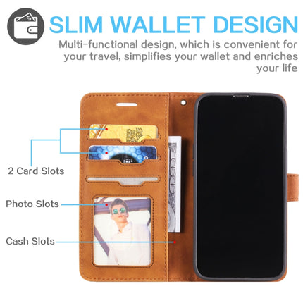 Skin Feel Anti-theft Brush Horizontal Flip Leather Phone Case For iPhone13 Pro(Brown)-garmade.com
