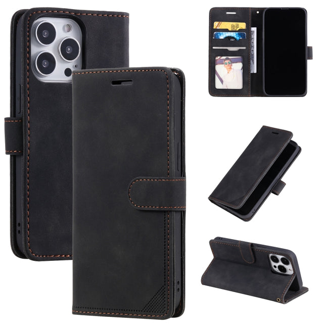 Skin Feel Anti-theft Brush Horizontal Flip Leather Phone Case For iPhone13 Pro(Black)-garmade.com