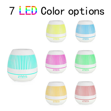 400ml Hollow-out LED Humidifier Wood Grain Air Purifier Aromatherapy Machine Automatic Alcohol Sprayer with Colorful LED Light, Plug Specification:EU Plug(White)-garmade.com