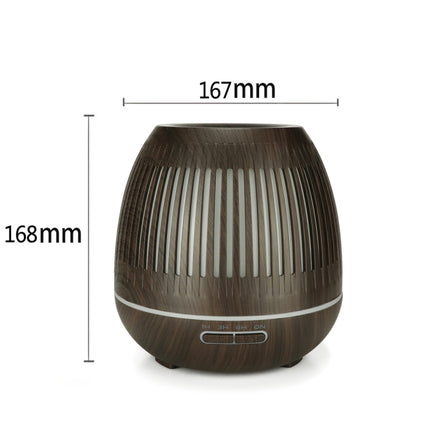 400ml Hollow-out LED Humidifier Wood Grain Air Purifier Aromatherapy Machine Automatic Alcohol Sprayer with Colorful LED Light, Plug Specification:EU Plug(Dark Brown)-garmade.com
