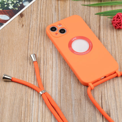 Acrylic Hollow Out Phone Case with Lanyard For iPhone 13 mini(Orange)-garmade.com