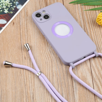 Acrylic Hollow Out Phone Case with Lanyard For iPhone 13 mini(Purple)-garmade.com