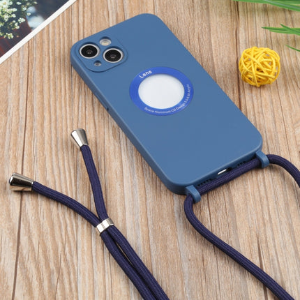 Acrylic Hollow Out Phone Case with Lanyard For iPhone 13 mini(Blue)-garmade.com