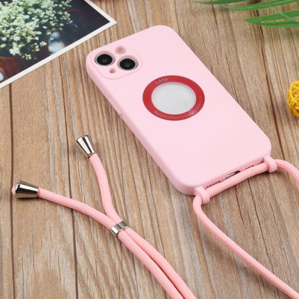 Acrylic Hollow Out Phone Case with Lanyard For iPhone 13 mini(Pink)-garmade.com