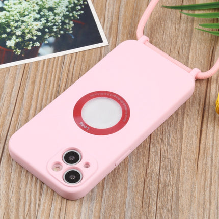 Acrylic Hollow Out Phone Case with Lanyard For iPhone 13 mini(Pink)-garmade.com