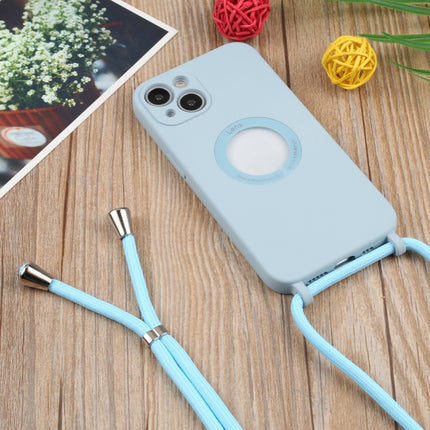 Acrylic Hollow Out Phone Case with Lanyard For iPhone 13 mini(Sky Blue)-garmade.com