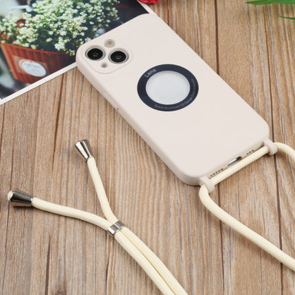 Acrylic Hollow Out Phone Case with Lanyard For iPhone 13 mini(Beige)-garmade.com
