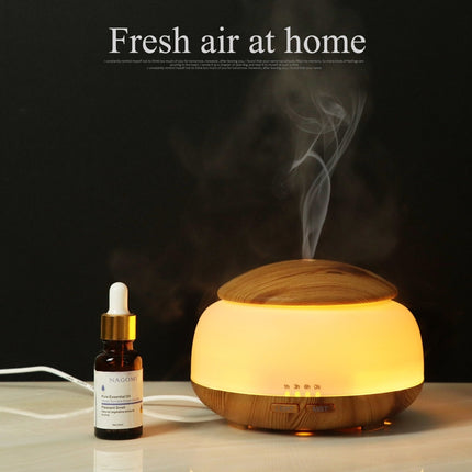 Wood Grain Humidifier Air Purifier Ultrasonic Atomization Household Aromatherapy Machine with Colorful LED Light Automatic Alcohol Sprayer, Plug Specification:US Plug(Light Brown)-garmade.com