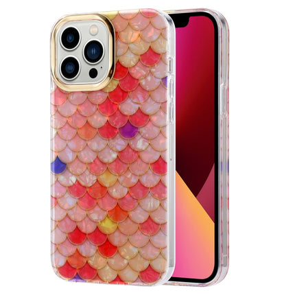 Electroplating Shell Texture Phone Case For iPhone 13(Fish-scales Y5)-garmade.com