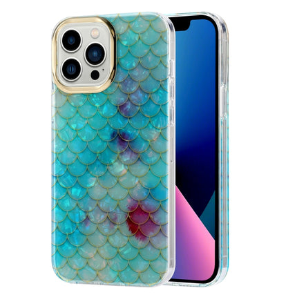 Electroplating Shell Texture Phone Case For iPhone 13(Fish-scales Y6)-garmade.com