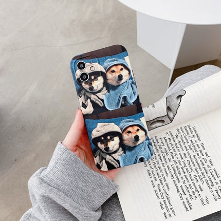 Colored Drawing Pattern TPU Phone Protective Case For iPhone 13 mini(Two Dogs)-garmade.com