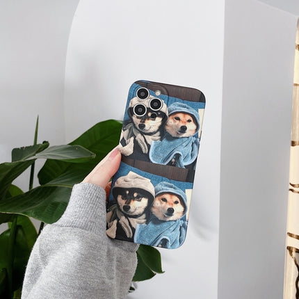 Colored Drawing Pattern TPU Phone Protective Case For iPhone 13 mini(Two Dogs)-garmade.com