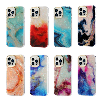 Electroplating Shell Texture Marble Phone Case For iPhone 13(Blue Purple B8)-garmade.com