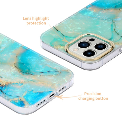 Electroplating Shell Texture Marble Phone Case For iPhone 13(Blue Purple B8)-garmade.com