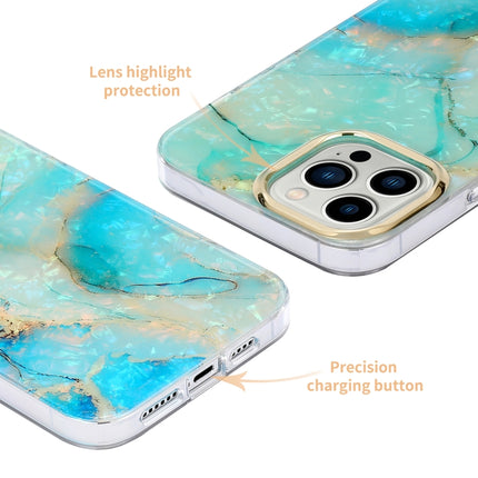 Electroplating Shell Texture Marble Phone Case For iPhone 13(Blue White B6)-garmade.com