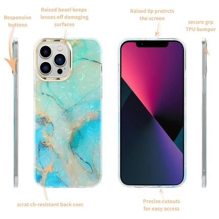 Electroplating Shell Texture Marble Phone Case For iPhone 13 Pro(Blue Purple B8)-garmade.com