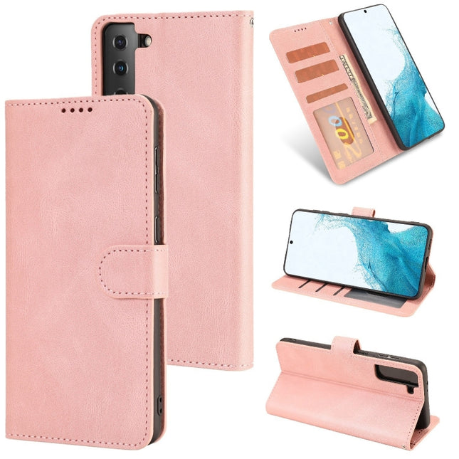 For Samsung Galaxy S22+ 5G Fantasy Classic Skin-feel Calfskin Texture Magnetic Buckle Horizontal Flip PU Phone Leather Case with Holder & Card Slot & Wallet(Pink)-garmade.com