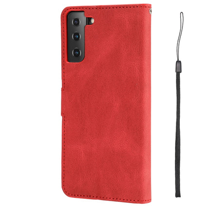 For Samsung Galaxy S22+ 5G Fantasy Classic Skin-feel Calfskin Texture Magnetic Buckle Horizontal Flip PU Phone Leather Case with Holder & Card Slot & Wallet(Red)-garmade.com