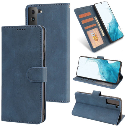 For Samsung Galaxy S22+ 5G Fantasy Classic Skin-feel Calfskin Texture Magnetic Buckle Horizontal Flip PU Phone Leather Case with Holder & Card Slot & Wallet(Blue)-garmade.com
