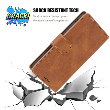 For Samsung Galaxy S22 5G Fantasy Classic Skin-feel Calfskin Texture Magnetic Buckle Horizontal Flip PU Phone Leather Case with Holder & Card Slot & Wallet(Brown)-garmade.com