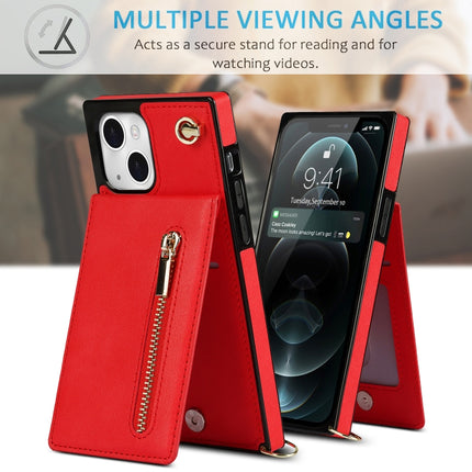 Cross-body Zipper Square Phone Case with Holder For iPhone 13 mini(Red)-garmade.com