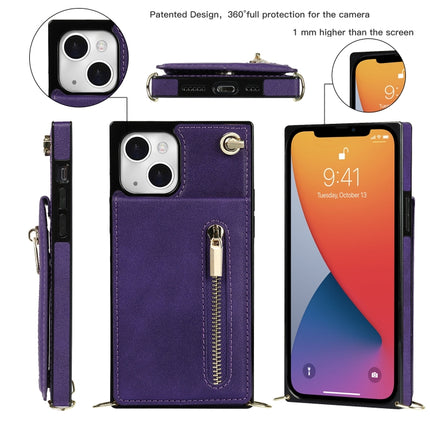 Cross-body Zipper Square Phone Case with Holder For iPhone 13 mini(Purple)-garmade.com