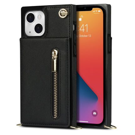 Cross-body Zipper Square Phone Case with Holder For iPhone 13(Black)-garmade.com