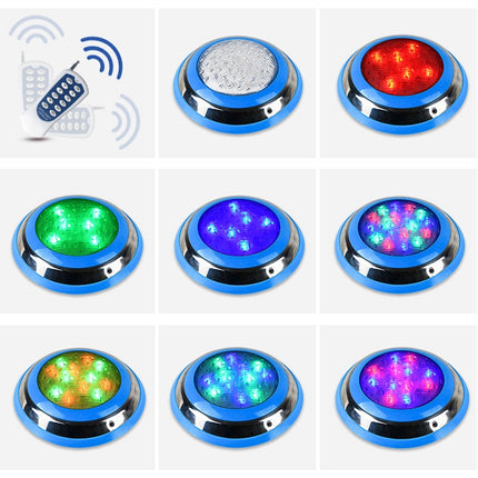 24W LED Stainless Steel Wall-mounted Pool Light Landscape Underwater Light(Colorful Light + Remote Control)-garmade.com