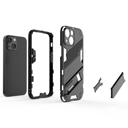 Punk Armor 2 in 1 PC + TPU Phone Case with Invisible Holder For iPhone 13 mini(Black)-garmade.com