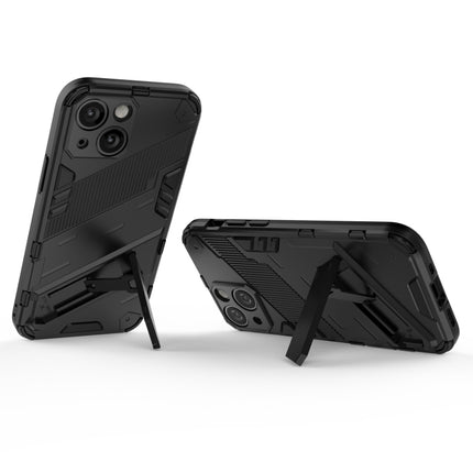Punk Armor 2 in 1 PC + TPU Phone Case with Invisible Holder For iPhone 13 mini(Black)-garmade.com